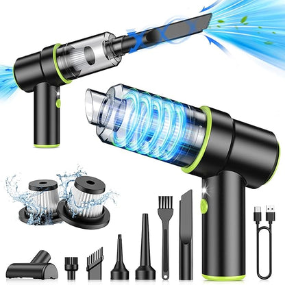 CODN Handheld Car Vacuum Portable Cordless, 12000PA Handheld Air Duster with Multi-Nozzles and LED Light, Mini Hand Held Vacuum Rechargeable for Home, Car, Office, Pet Hair
