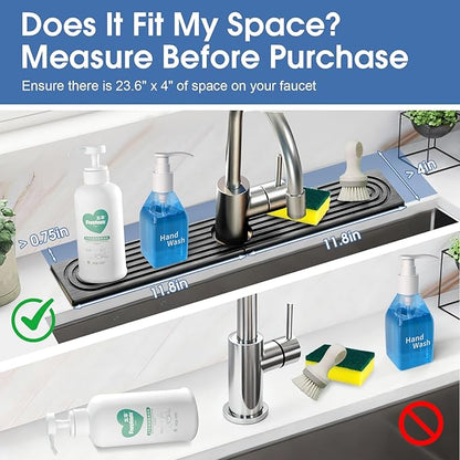 24 Inch Kitchen Sink Splash Guard, Sink Splash Guard Behind Faucet, Silicone Faucet Handle Drip Catcher Tray Mat for Kitchen, Bathroom Counter, Dark Gray, 23.6" x 4"