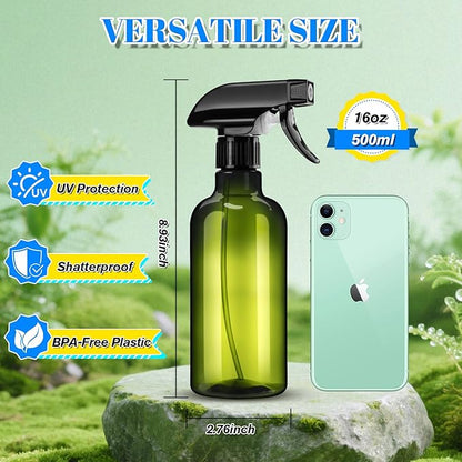 DIYSELF 4 Pack Spray Bottle for Cleaning Plastic Spray Bottles 16 oz 500ml Squirt Bottles for Liquids Spray Bottles for Cleaning Empty Plastic Spray Lab Weighing Bottles for Home Garden (Green)