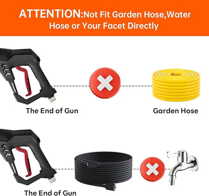 AURORA CAR Pressure Washer Short Gun, Commercial 5000 PSI 12 GPM 5 Spray Nozzle Tips, 3/8" Quick Connect Plug and M22-14/15mm Fittings, Power Washer Gun Compatible with Foam Cannon