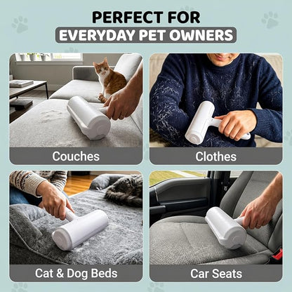 Pet Hair Remover Roller with 2 Grooming Gloves Reusable Lint Remover for Dogs and Cats (Gray)