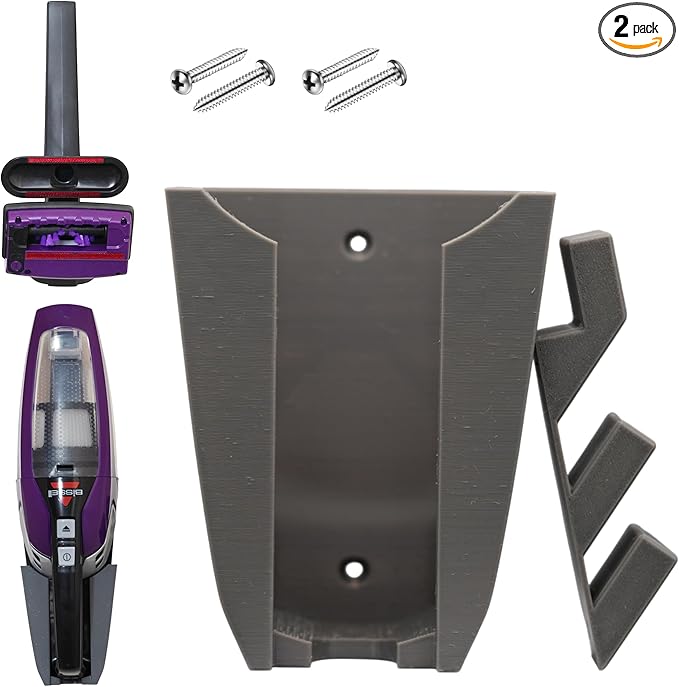 Wall Mount for Bissell Pet Hair Eraser + Bonus Accessory Holder – Fits 2390, 2390A, 2284W, 23903, Auto-Mate – 3D-Printed Vacuum Dock (Gray)