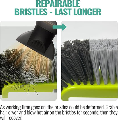18" Pool Brush Head for Cleaning Swimming Pool Walls, Curved Ends High-Efficiency Scrub Brush for Tile, Flooring and Vinyl Pools, Fiberglass, Fits Φ1.25” Poles (Green & Dark Gray & Gray)