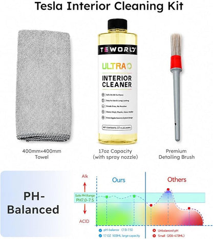 Tesla Seat Cleaner & Stain Remover, Tesla Interior Cleaner for White & Black Vegan Leather | Tesla Model Y Juniper Accessories 2026 & Tesla Model 3 Accessories, S/X/Cybertruck (Apple Y)