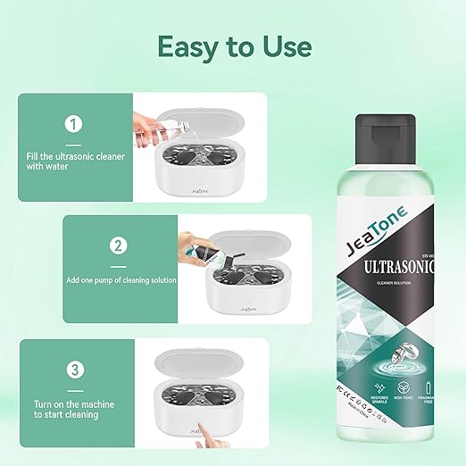 Ultrasonic Jewelry Cleaner Solution for Ultrasonic Cleaner Machine, Professional Cleaning of Jewelry, Diamonds, Gold, Silver, Remove Odors, Discoloration & Stains, Mint Scent, Green, 8.5oz