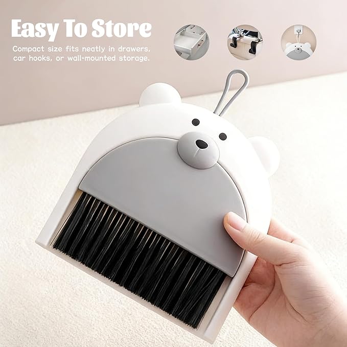Broom with Dustpan Combo Set,Broom and Dustpan Set,Dust Pan and Brush Set with Small Hand(Grey)