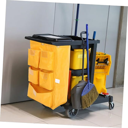 Waterproof Janitorial Bag for Cleaning Carts Sturdy Canvas Housekeeping Supply Organizer 10-Piece Capacity Collection Bag for Hotels and Commercial Use