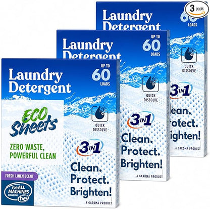 Laundry Detergent Sheets – 180 Eco Laundry Sheets Detergent, Travel Laundry Soap Sheets, Washer Sheets Detergent, Ultra Concentrated, Plastic-Free, Fresh Clean, 180 Sheets