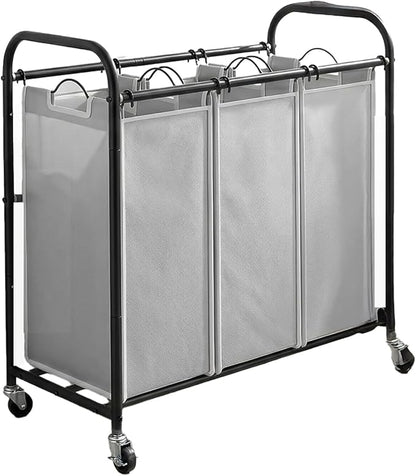 4 Pcs Laundry Sorter Replacement Bags, Removable Hamper Cart Storage Organizer, Gray Oxford Cloth, No Hooks, 22 x 15 x 9 Inches