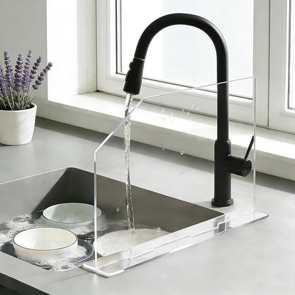 4 Pcs Acrylic Sink Splash Guard with Base 16.14 x 13.38 Inch Plate Countertop Partition Transparent Freestanding Panel Barrier for Hospitals Labs Home Kitchen Bathroom