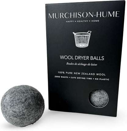 Murchison-Hume Wool Dryer Balls – 100% New Zealand Wool, Natural Fabric Softener, Reduces Drying Time, Eco-Friendly & Reusable – Set of 6