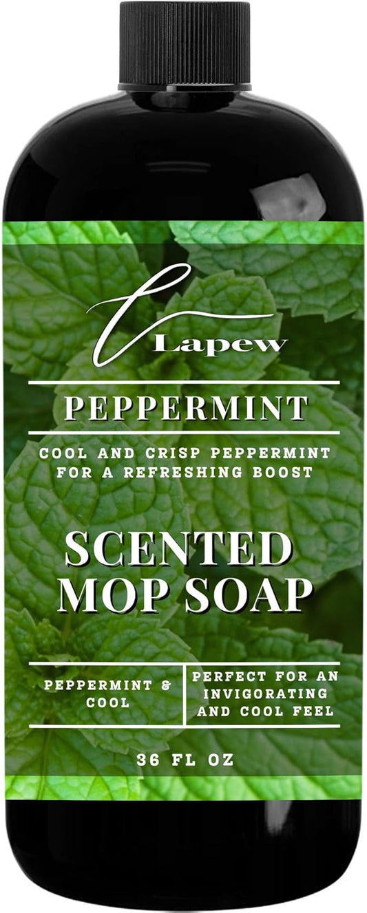 Lapew Peppermint Scented Mop Soap - Luxury Floor Cleaner Concentrate for Mopping Tile, Laminate, Vinyl & Hardwood | Streak-Free, Low-Foam | 36 oz