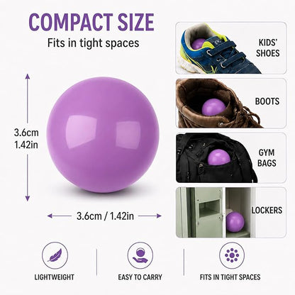 Knixmax Shoe Deodorizer Balls, Odor Eater Ball for Sneakers Boots Mules, Air Fresheners for Gym Gear Bags Lockers, Lavender scent, Pack of 6, Purple