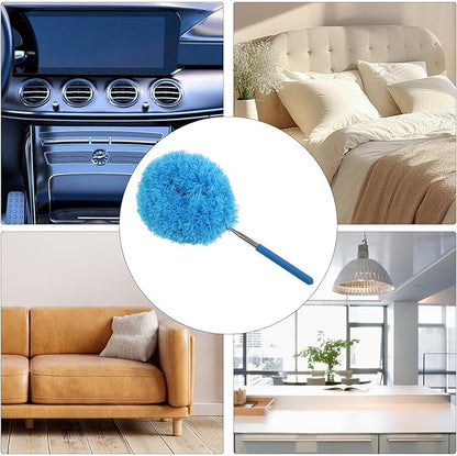 Flexible Dusting Tool Duster - Extendable Microfiber Cleaner, Household Ceiling Fan Remover | Telescopic Dust Removal Wand System, Bendable Head Attachment with Soft Grip for High Furniture Surfaces