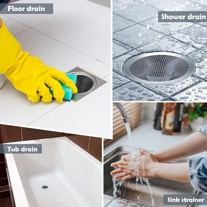 Shimeyao 100 Pcs 2.75 Mesh Sink Strainers Stainless Steel Drain Strainer Mesh Shower Drain Hair Catchers for Bathroom Kitchen for Lavatory Balcony Laundry Mop Pool RV Sink