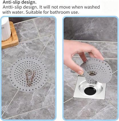 Shower Drain Hair Catcher, Premium Silicone Drain Protector & Shower Drain Cover for Regular Drains of Shower Room, Bathroom, Grey