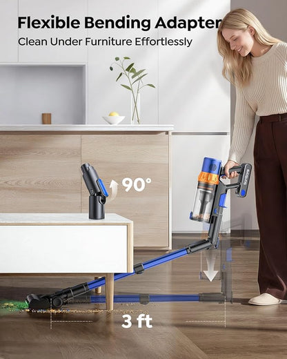 Cordless Vacuum Cleaner, 650W/55KPa/70Mins Stick Vacuum with Bendable Wand, 3.3 ft Hose, Auto Mode, Self-Standing, Aromatherapy, V-Shaped Anti-Tangle Brush for Hard Floor, Carpet & Pet Hair (X13)