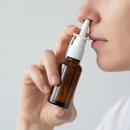 6PCS Nasal Spray Bottle Spray Glass bottles, 30ML/1oz Amber Glass Nose Sprayer Bottle Empty, Travel Sized Refillable, Nose Sprayer Nasal Cleaner with Funnel (30ml amber 6pcs)