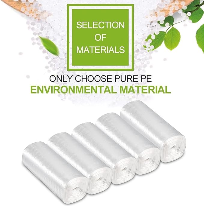 Tebery 300 Counts 4 Gallon Clear Small Garbage Bags Trash Bags, Wastebasket Bin Liners for Bathroom Bedroom Office Trash Can, 6 Rolls