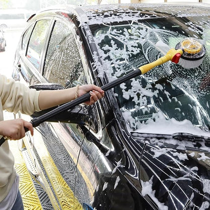 Auto Rotating Retractable Car Wash Brush, 360° Spin Car Mop Automatically Foams Car Wash Kit, Microfiber Car Cleaning Brush Detachable Car Washing Brush Cleaning Tool for Car RV Truck Garden