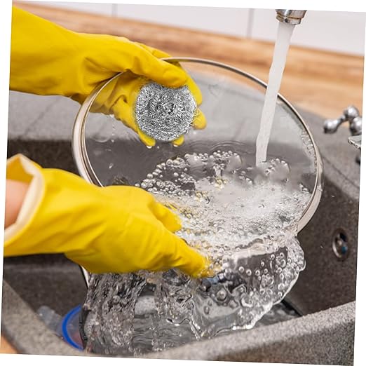Zerodeko Stainless Steel Kitchen Cleaning Ball Effortless Dish Washing Tool for Pots Pans Non Skid Scourer for Thorough Cleaning