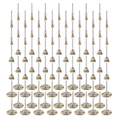 Rocaris 90 Pcs Wire Brushes Set, Brass Wire Wheels Pen Brushes Set Kit Accessories for Rotary Tool