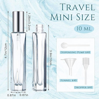 Domensi 40 Pcs 10/15/20/30 ml Perfume Travel Refillable Glass Bottles Spray Bottle Perfume Atomizer for Cologne Dispenser Leak-proof Fragrance Bottles Atomizer Pump Kit (10 ml,Amber Color)