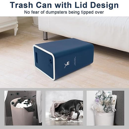 XPIY Trash Can with Lid, 2 Pack 4 Gallons/15 Liters Garbage Can with Press Top, Small Trash Can Dog Proof, Plastic Trash Bin, Waste Basket for Bathroom|Kitchen|Bedroom|Office (2, Blue)