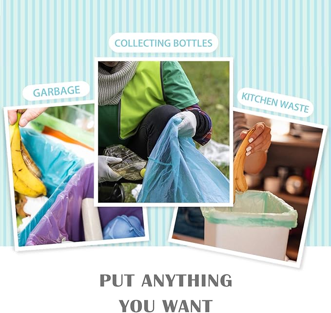 8 Gallon 330 Counts Clear Colorful Trash Bags Kitchen Garbage Bags by Teivio, fit 25-30Liter Bathroom Trash Can Bin Liners, Plastic Bags for home office kitchen，Multicolor