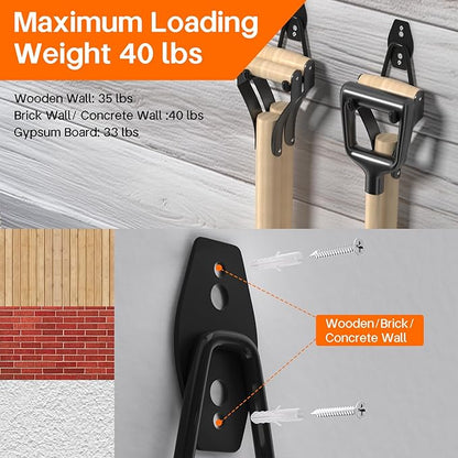 ENUODA Garage Hooks Heavy Duty Garage Storage Hooks Wall Mount Hanger Utility Hook for Hanging Garden Tools, Power Tools, Bike, Shovel, Broom, Ladder, Bulk Items, 2 Pack