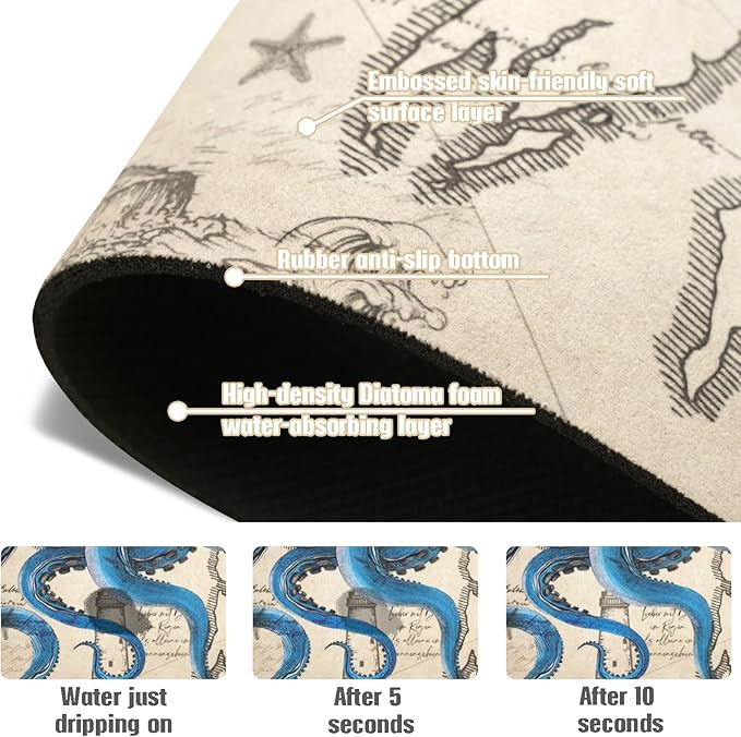 Sink Faucet Absorbing Mat, 2 Pack Drying Mat Around Faucet Sink Splash Guard Behind Faucet Sinkmat For Kitchen Bathroom Island Rv 15 * 5.5 Inch (38 * 14 cm)