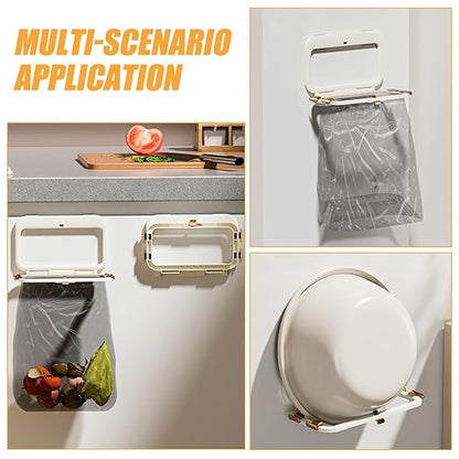 Foldable Trash Bag Holder, Over Cabinets Door Garbage Bag Holder Rack, Space Saving Folding Kitchen Trash Can, Hanging Waste Garbage Can Rack, Collapsible Trash Can Rack, Dishcloth Towel Hanger