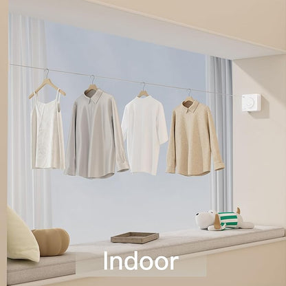 Retractable Clothesline Indoor Outdoor,Clothes Line Retracting Indoor, Retractable Clothes Line Wall Mounted Drying Rack Clothing Line, Laundry Line with Stainless Steel Line-15.1 Feets(White)