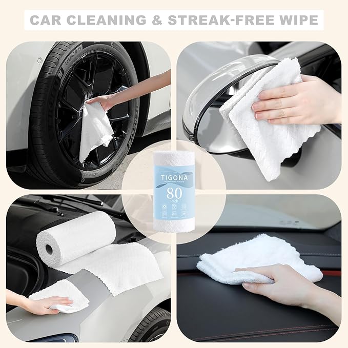 80 Pack Microfiber Cleaning Cloth Roll Reusable Paper Towels 12"x12" Tear Away Cloth,Absorbent Dish Rags for House Kitchen,Wash Cloths,Lint Free Rags for Window Cars Cleaning Supplies
