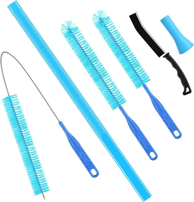 Dryer Vent Cleaner Kit - Long Dryer Vent Cleaning Brush with Lint Remover, Refrigerator Coil Cleaning Brush, Appliance Brush Set for Household Maintenance, AC Drain Radiator Grout Cleaning Tools
