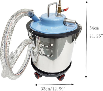 INTBUYING Industrial Pneumatic Vacuum Extractor Wet and Dry for Metal Chips and Oil with Dust Collection Bag 5 Gallon for Workshop Powered by Compressed Air 3700W 5HP 3000CP