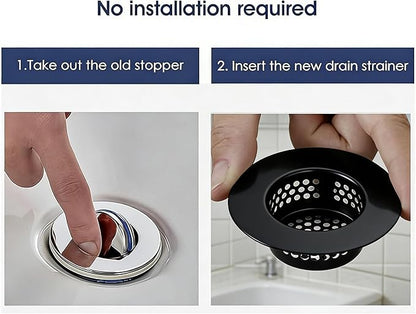 2Pcs Polished Silver Shiny Drain Strainer - Fits 1.25"-1.60" Hole | Stainless Steel Hair Catcher for Bathroom/Bathtub/Laundry/RV Sink