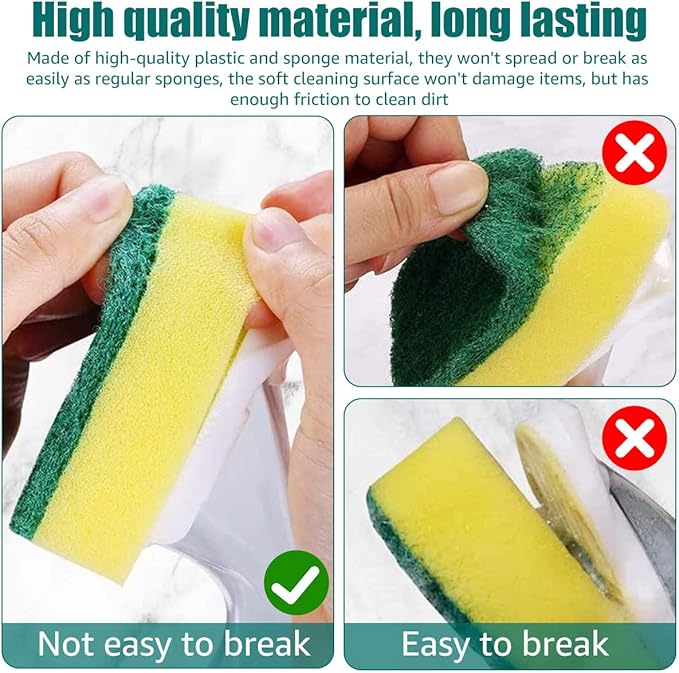 Non Scratch Dishwand Refill with Handle Dishwand Refills Handle with 7 Replacement Sponge Heads Dish Wand Refill Pack Soap Dispenser Scrubbers Dishwasher Cleaning Tool
