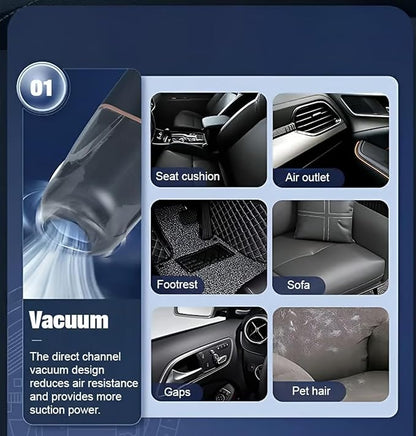 Wireless Handheld Car Vacuum Cleaner Portable Cordless, Vacuum Cleaner with Multi-nozzles, Portable Mini Handheld Wet/Dry Cordless Car Vacuum Cleaner (Blue)