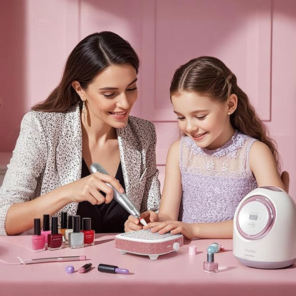 Nail Dust Collector, Cordless Dust Collector Nail Tech, Compact Powerful 6000RPM Nail Vacuum Fan Rechargeable Dust Extractor for Acrylic Gel Polish Manicure Pedicure for Home, Pink