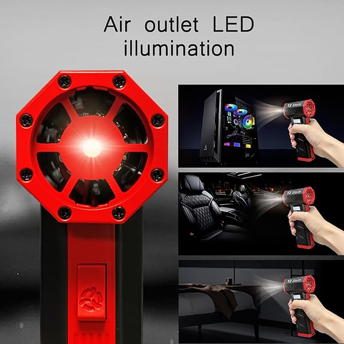 T2 Compressed Air Duster-130000RPM Cordless Electric Air Duster,4-Gear Adjustable Air Blower,Portable Rechargeable Turbo Fan for Computer,Keyboard,Car,Home Cleaning