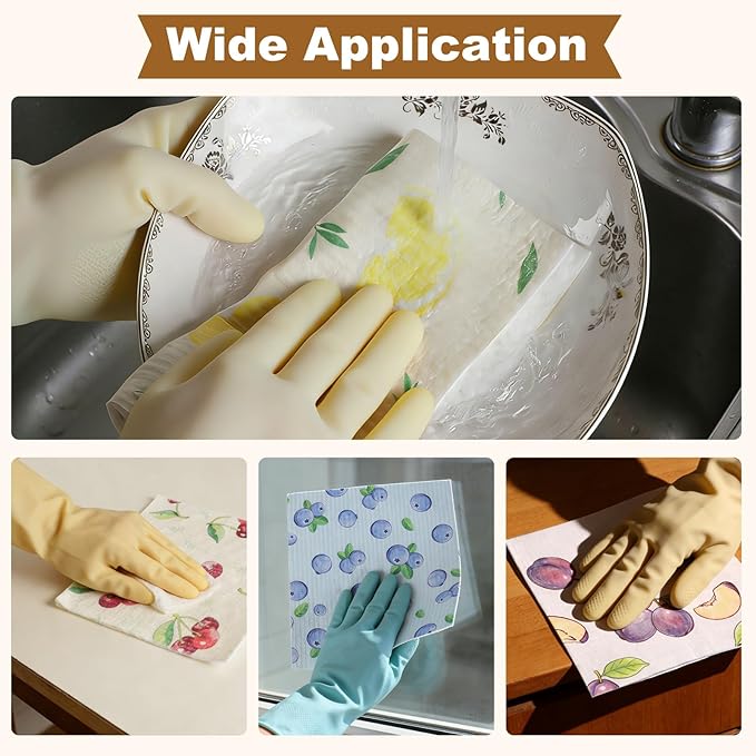Ninsula Dish Cloths 5 Pack, Absorbent Cellulose Sponge Dishcloths for Kitchen, No Odor Biodegradable Reusable Kitchen Towels (Watercolor-Style Fruit Patterns)