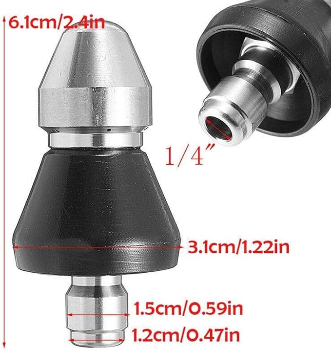 Sewer Cleaning Tool High-Pressure Nozzle, Toilet Auger, Clean Out Sewer Pipe, Drain Augers, Drain Clog Remover | Hair Clog Remover | Toilet Clog Remover