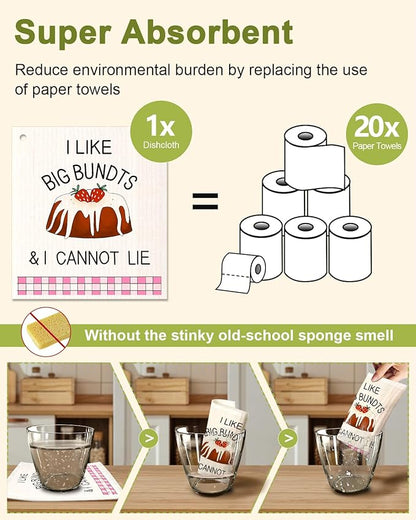 Miss Adola Swedish Dishcloths for Kitchen - 5 Pack Reusable Dish Cloths for Washing Dishes Absorbent Cute Funny Kitchen Towels Cleaning Sponge, Funny Kitchen