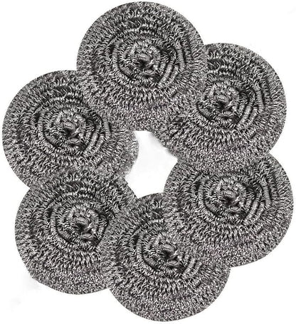 6-Piece Stainless Steel Sponge Scrubber - A Flexible Stainless Steel Velvet Scrubber for Cleaning Tableware, Kitchens, bathrooms, POTS, Pans, Grills and Sinks