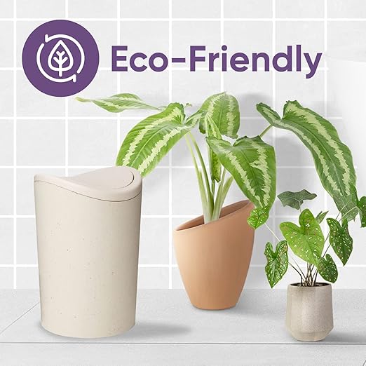 Superio Small Bathroom Trash Can with Lid, Modern White Mini Waste Bin with Swing Lid (1 1/2 Gallon, 6 Liter) Plastic Garbage Can for Kitchen, Bathroom, Bedroom, Office, Under Desk (2, Ecohome)