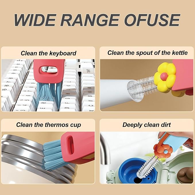 3 in 1 Cup Lid Gap Cleaning Brush Set, Bottle Cleaning Brush Multifunctional Bottle Cleaner Brush Home Kitchen Cleaning Tools, 6PCS