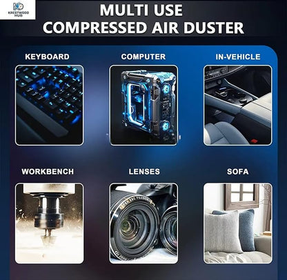 Electric Compressed Air Duster for Computers - 130,000 RPM High-Speed PC Cleaner - Portable Rechargeable Air Blower for Electronics, Keyboards, and Car Detailing - Includes 4 Nozzles