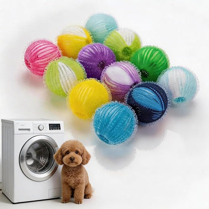 12 PCS Pet Hair Remover for Laundry, Reusable Dog & Cat Hair Remover Balls, Washing Machine Pet Hair Catcher & Lint Remover for Clothes, Bedding, Safe on Fabrics