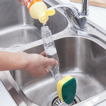 2 PCS Heavy Duty Dish Wand Refills Kit with 6 Non-Scratch Sponge Heads, Soap Dispenser & Scrub Brush – Dishwasher Safe Cleaning Tool for Pots, Pans & Dishes